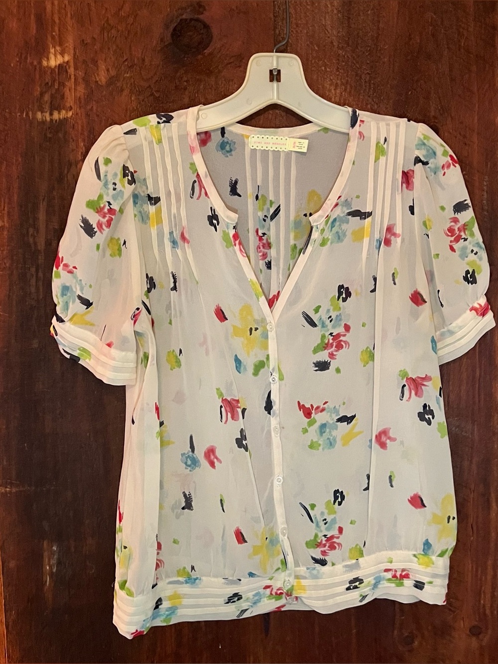Pins & Needles White Sheer Floral Button-Front Blouse